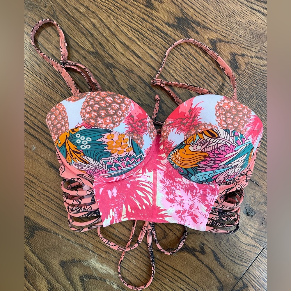 Maaji Pink and Orange Tropical Bikini Top